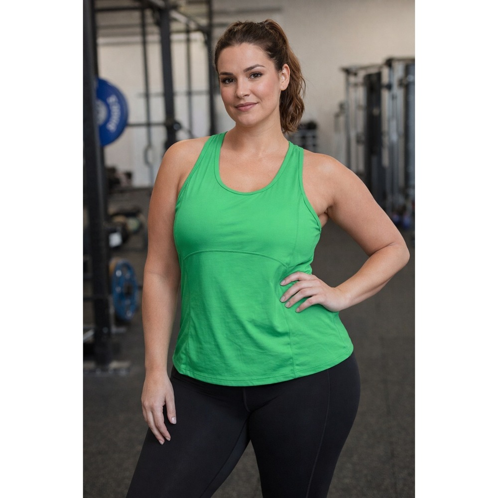 Fabletics Phoenix Racerback Tank‎ XL Green Moisture Wicking Athletic Top NWT